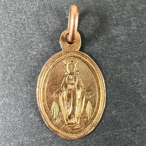 French Virgin Mary 18K Rose Gold Charm Pendant