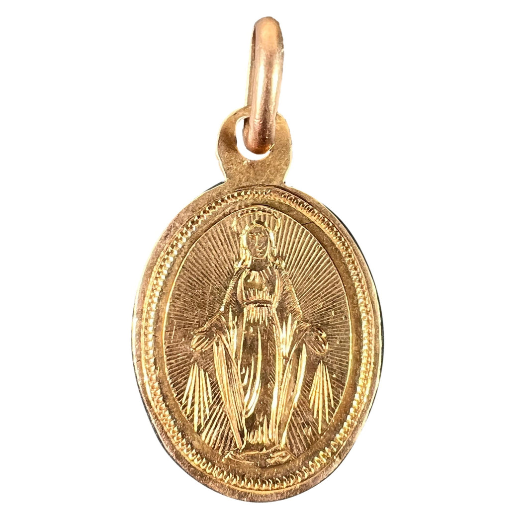 French Virgin Mary 18K Rose Gold Charm Pendant