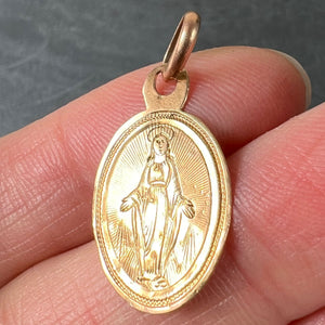 French Virgin Mary 18K Rose Gold Charm Pendant