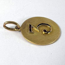 Load image into Gallery viewer, Lucky &#39;Number 3&#39; Baguette Cut Ruby 18K Yellow Gold Good Luck Charm Pendant
