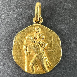 French Tricard Saint Christopher 18K Yellow Gold Charm Pendant Medal