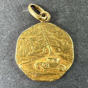 French Tricard Saint Christopher 18K Yellow Gold Charm Pendant Medal