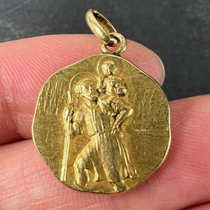 French Tricard Saint Christopher 18K Yellow Gold Charm Pendant Medal