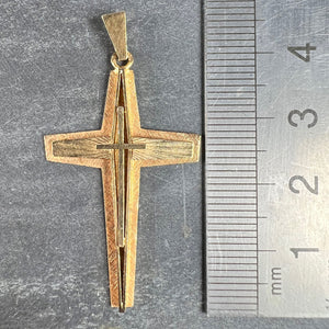 French 18K Yellow Gold Cross Pendant