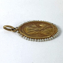 Load image into Gallery viewer, Antique French Sellier Virgin Mary 18K Yellow Gold Seed Pearl Medal Pendant
