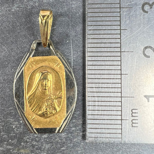 French Saint Therese 18K Yellow White Gold Charm Pendant