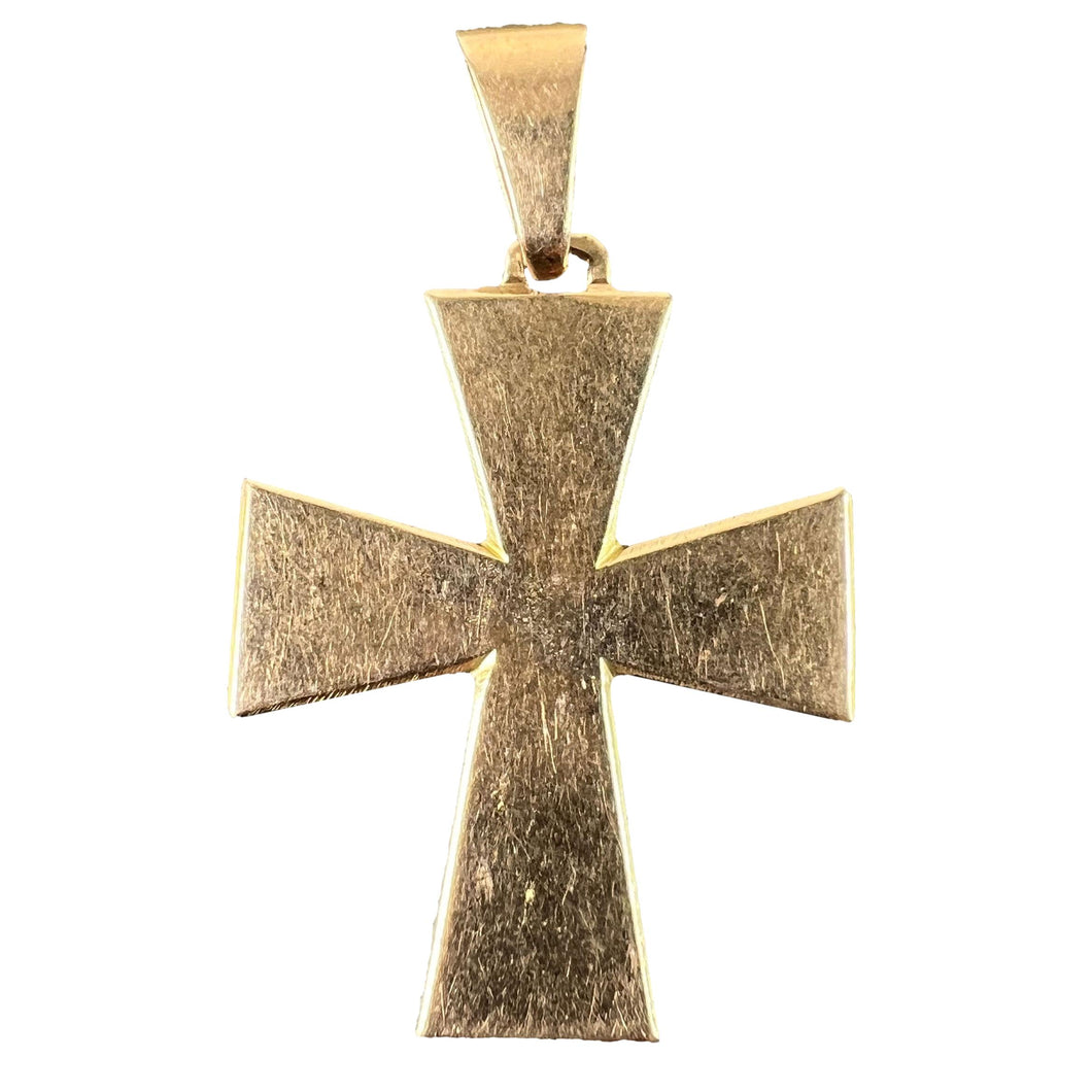 French 18K Rose Gold Tapered Arms Cross Pendant