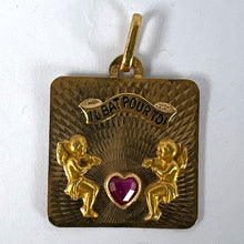 Load image into Gallery viewer, French Il Bat Pour Toi My Heart Beats For You 18K Yellow Gold Ruby Love Pendant
