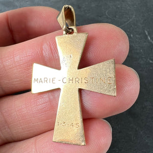 French 18K Rose Gold Tapered Arms Cross Pendant
