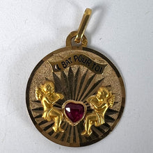 Load image into Gallery viewer, French My Heart Beats For You Il Bat Pour Toi 18K Yellow Gold Ruby Love Pendant
