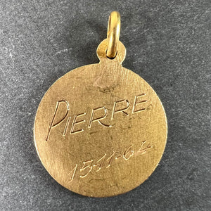 French Saint Peter 18K Yellow Gold Charm Pendant Medal