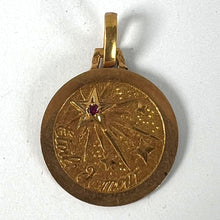 Load image into Gallery viewer, Vintage French Lucky Star of Love 18K Yellow Gold Ruby Charm Pendant
