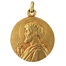 Load image into Gallery viewer, French Saint Peter 18K Yellow Gold Charm Pendant Medal
