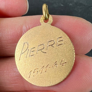 French Saint Peter 18K Yellow Gold Charm Pendant Medal