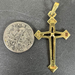 Vintage French 18K Yellow Gold Cross Pendant