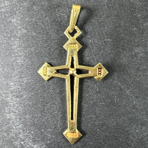 Vintage French 18K Yellow Gold Cross Pendant