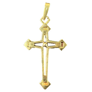 Vintage French 18K Yellow Gold Cross Pendant