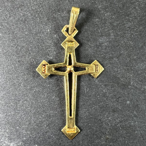 Vintage French 18K Yellow Gold Cross Pendant