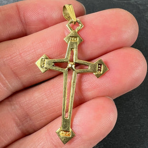 Vintage French 18K Yellow Gold Cross Pendant