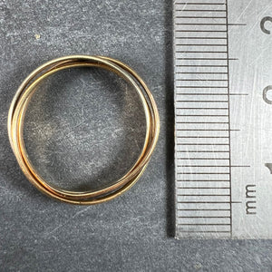 Vintage French 18K White Rose Yellow Gold Trinity Russian Wedding Ring