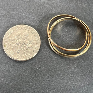 Vintage French 18K White Rose Yellow Gold Trinity Russian Wedding Ring