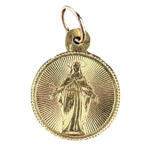 French Virgin Mary 18K Rose Gold Charm Pendant