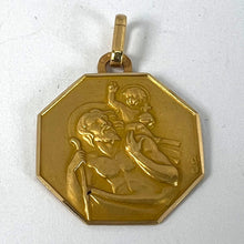 Load image into Gallery viewer, Vintage French Perroud Saint Christopher 18K Yellow Gold Octagonal Medal Pendant
