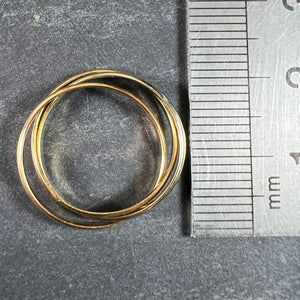Vintage French 18K White Rose Yellow Gold Trinity Russian Wedding Ring