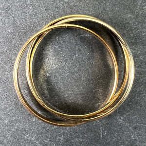 Vintage French 18K White Rose Yellow Gold Trinity Russian Wedding Ring