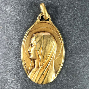 French Augis Mazzoni Virgin Mary 18K Yellow Gold Pendant