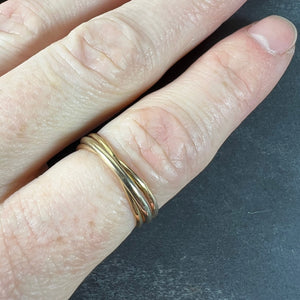 Vintage French 18K White Rose Yellow Gold Trinity Russian Wedding Ring