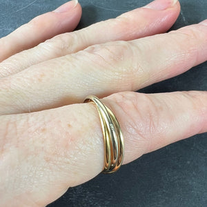 Vintage French 18K White Rose Yellow Gold Trinity Russian Wedding Ring