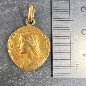 French Dropsy Virgin Mary 18K Yellow Gold Medal Pendant