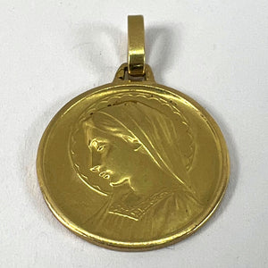 French Dropsy Virgin Mary 18K Yellow Gold Religious Medal Pendant