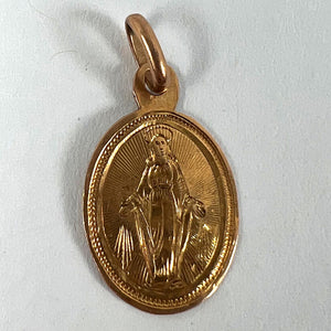 French Virgin Mary 18K Rose Gold Charm Pendant