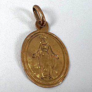 French Virgin Mary 18K Rose Gold Charm Pendant