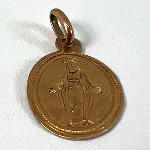 French Virgin Mary 18K Rose Gold Charm Pendant