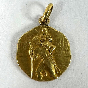 French Tricard Saint Christopher 18K Yellow Gold Charm Pendant Medal