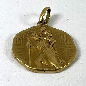 French Tricard Saint Christopher 18K Yellow Gold Charm Pendant Medal