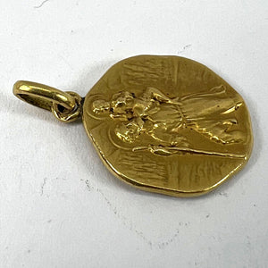 French Tricard Saint Christopher 18K Yellow Gold Charm Pendant Medal