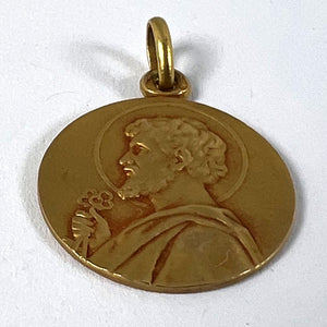 French Saint Peter 18K Yellow Gold Charm Pendant Medal