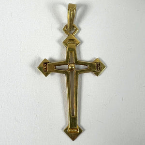 Vintage French 18K Yellow Gold Cross Pendant