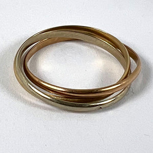 Vintage French 18K White Rose Yellow Gold Trinity Russian Wedding Ring