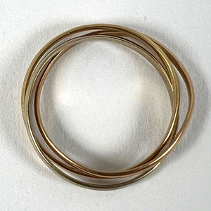 Vintage French 18K White Rose Yellow Gold Trinity Russian Wedding Ring