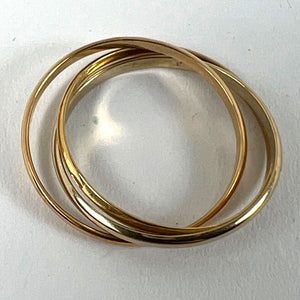 Vintage French 18K White Rose Yellow Gold Trinity Russian Wedding Ring