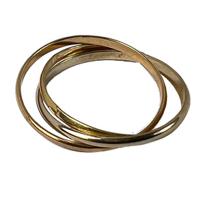 Vintage French 18K White Rose Yellow Gold Trinity Russian Wedding Ring