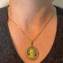 Load image into Gallery viewer, Antique French Virgin Mary 18K Yellow Gold Plique-a-Jour Enamel Pearl Pendant Medal
