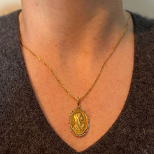 Load image into Gallery viewer, Antique French Sellier Virgin Mary 18K Yellow Gold Seed Pearl Medal Pendant
