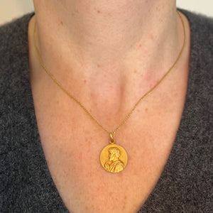 French Saint Peter 18K Yellow Gold Charm Pendant Medal