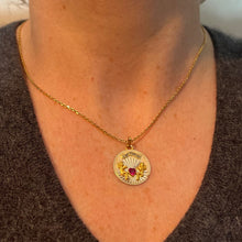 Load image into Gallery viewer, French My Heart Beats For You Il Bat Pour Toi 18K Yellow Gold Ruby Love Pendant
